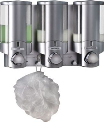 BETTER LIVING PRODUCTS AVIVA 3 SATIN SILVER/TRANSLUCENT TRIPLE DISPENSER, 76335 BETTER LIVING PRODUCTS AVIVA 3 SATIN SILVER/TRANSLUCENT TRIPLE DISPENSER, 76335
